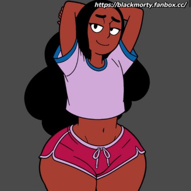 steven universe, connie maheswaran, blackmorty (artist), curvy, female, flat chest, huge ass, looking at viewer, thick thighs
