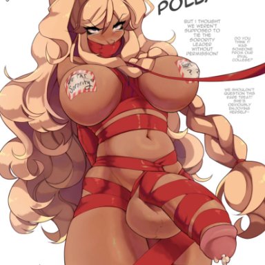 christmas, original, original character, dvcttape, 1futa, angry, angry expression, angry eyes, angry face, balls, big breasts, big penis, blonde female, blonde hair, blonde hair female