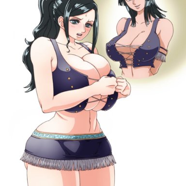 one piece, miss all sunday, nico robin, wrato, big ass, big breasts, clothed, clothing, female, female only, hips, ill fitting clothing, size difference, solo, tight clothing
