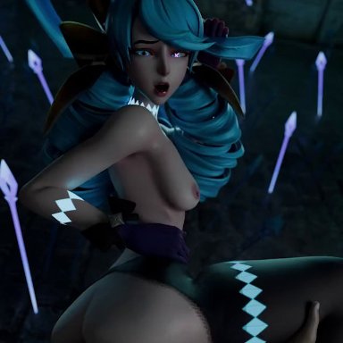 league of legends, league of legends: wild rift, gwen (league of legends), arawaraw, ass, doggy style, doll, from behind, holding breast, light-skinned male, pov, sex from behind, squeezing breast, standing sex, twin drills