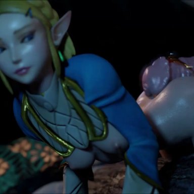 zelda (breath of the wild), thebartender, anal, animal genitalia, ass, butt jiggle, feral on female, gaping, gaping anus, horse, horsecock, married to feral, stomach bulge, zoophilia, 3d