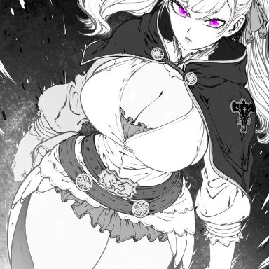 black clover, noelle silva, thegoldensmurf, 1girls, big breasts, breasts, clothed, clothed female, female, female focus, female only, frown, frowning, glaring, glaring at viewer