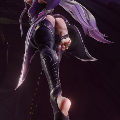 league of legends, riot games, syndra, syclops, armor, armpits, ass, ass focus, ass grab, back view, clothed, dominant, dominant female, feet, foot fetish