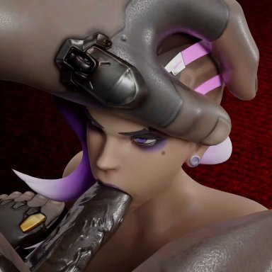 overwatch, overwatch 2, doomfist, sombra, greese, blowjob, dark-skinned male, hand on head, male, penis, 3d, animated, shorter than 30 seconds, shorter than one minute, sound