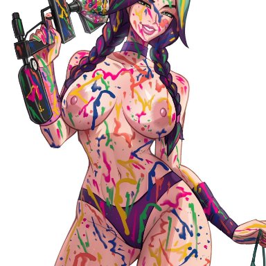 fortnite, fortnite: battle royale, splatterella, magaska19, 1girls, 5 fingers, accessory, areola, areolae, armwear, ass, ass visible through thighs, athletic, athletic female, bandaid