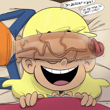 nickelodeon, paramount pictures, the loud house, leni loud, lincoln loud, pokachu (artist), 1boy, 1girls, bed, big penis, blonde hair, brother, brother and sister, huge cock, incest