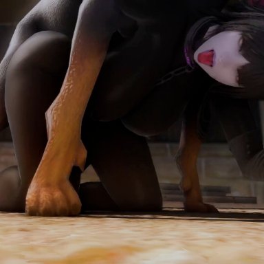 final fantasy, final fantasy xiv, viera, cutebuneira, acceptance of new life, black hair, bodysuit, bunny ears, canine, catsuit, clothed, clothed feral, clothed rape, clothed sex, degradation