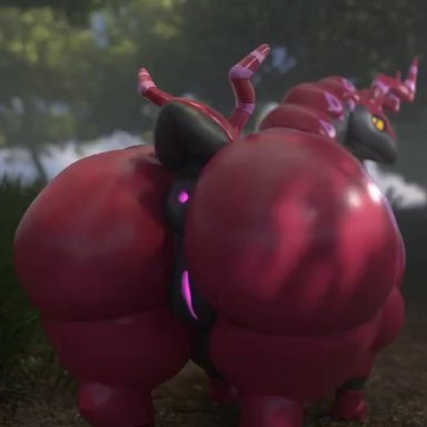 game freak, nintendo, pokemon, scolipede, vensaku, 1girls, animal genitalia, anus, arthropod, ass, ass bigger than head, behind view, big ass, big butt, bubble butt