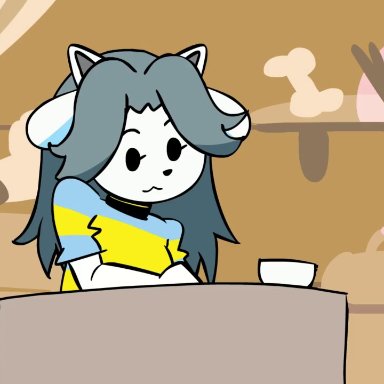 undertale, temmie (undertale), minus8, blowjob, fondling breast, furry, human on anthro, masturbating during fellatio, prostitution, vaginal penetration, animated, tagme, video, voice acted