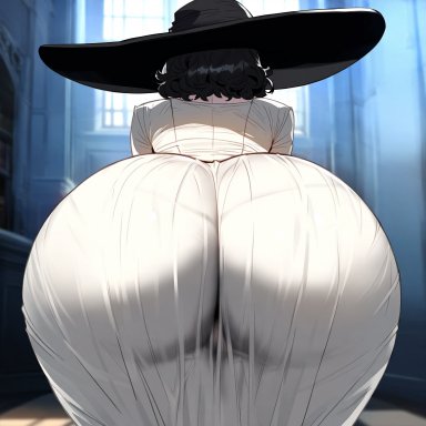 capcom, resident evil, resident evil 8: village, alcina dimitrescu, floox, thiccwithaq (ai style), 1girls, ass, black hair, breasts, dat ass, female, grey skin, hips, huge ass